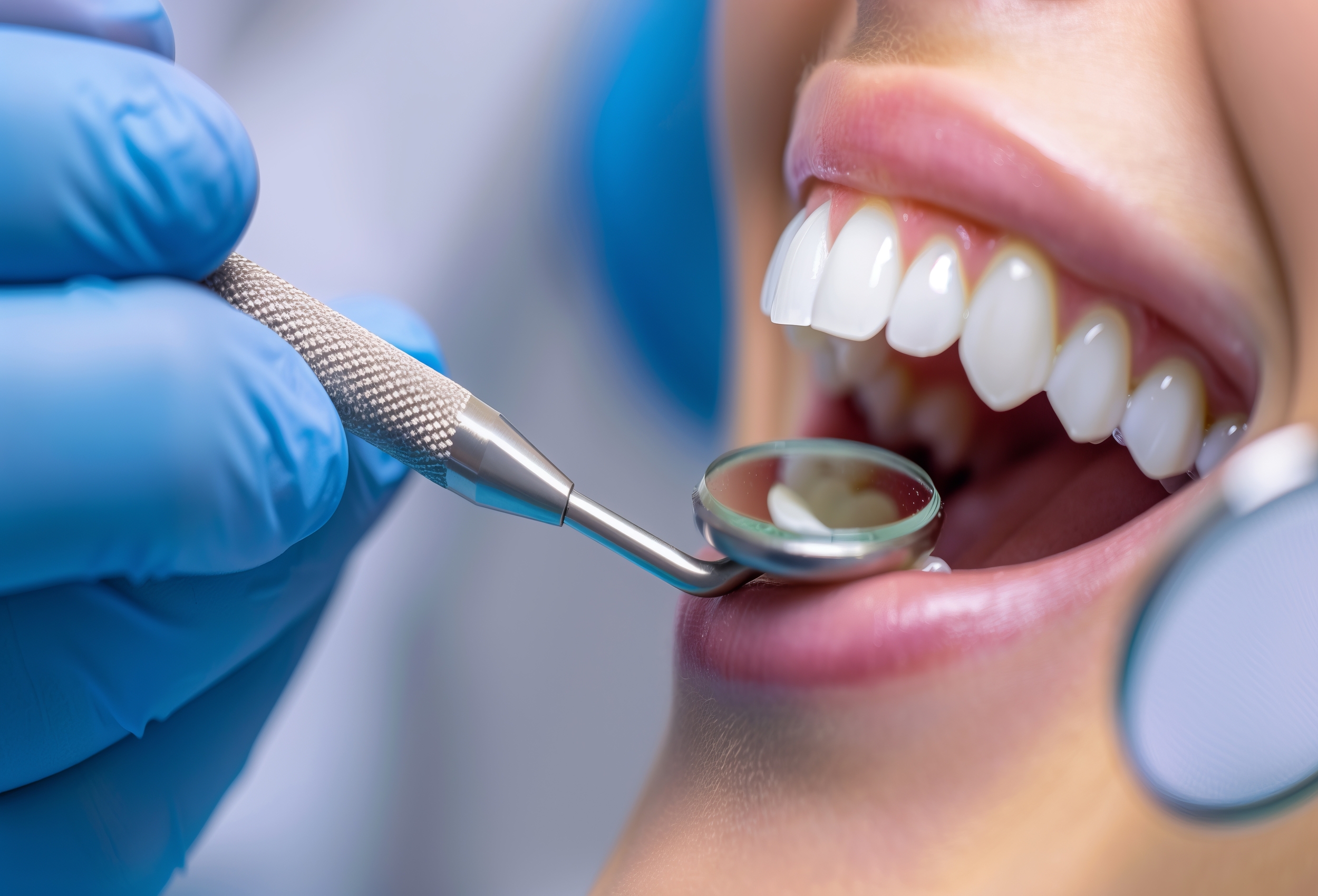Close-up of a bright, healthy smile, emphasizing the importance of dental hygiene and oral health care for strong teeth and gums